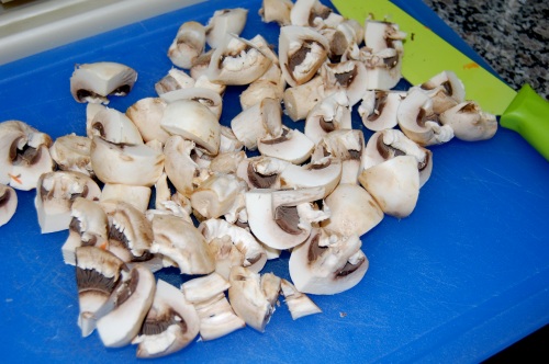 chopping mushrooms